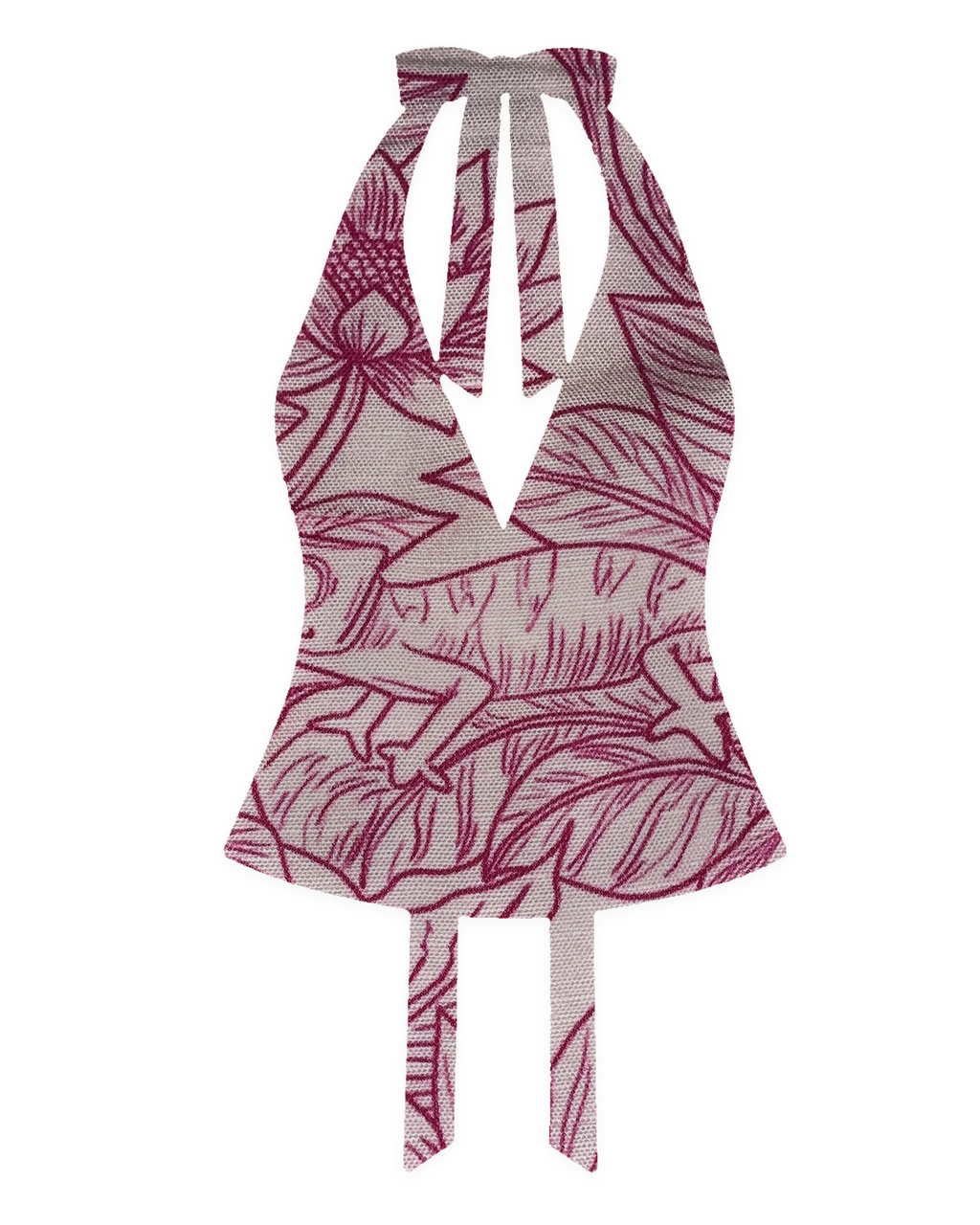 Bellona Natural Print Top Almond Milk and Fuchsia Jungle, front with clean flat V neckline