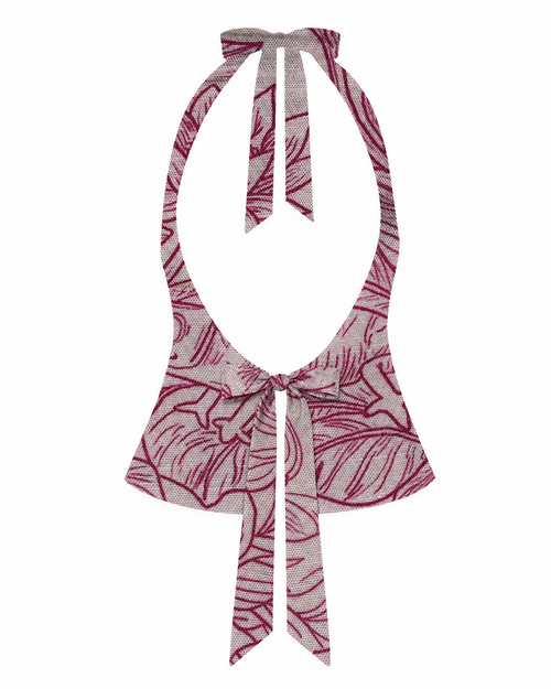 Bellona Natural Print Top Almond Milk & Fuchsia Jungle open back with high edge waist bow