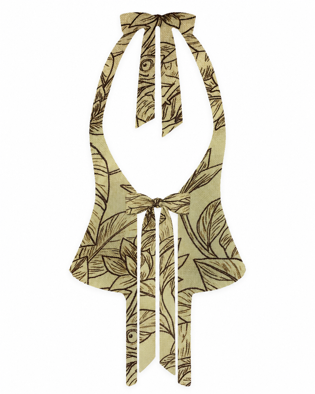 Bellona Natural Print Top Butter Yellow & Dark Brown Jungle open back with high edge waist bow