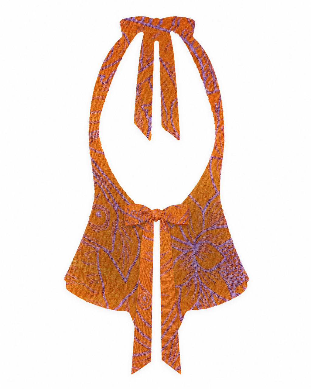 Bellona Natural Print Top Orange & Lavender Jungle open back with high edge waist bow