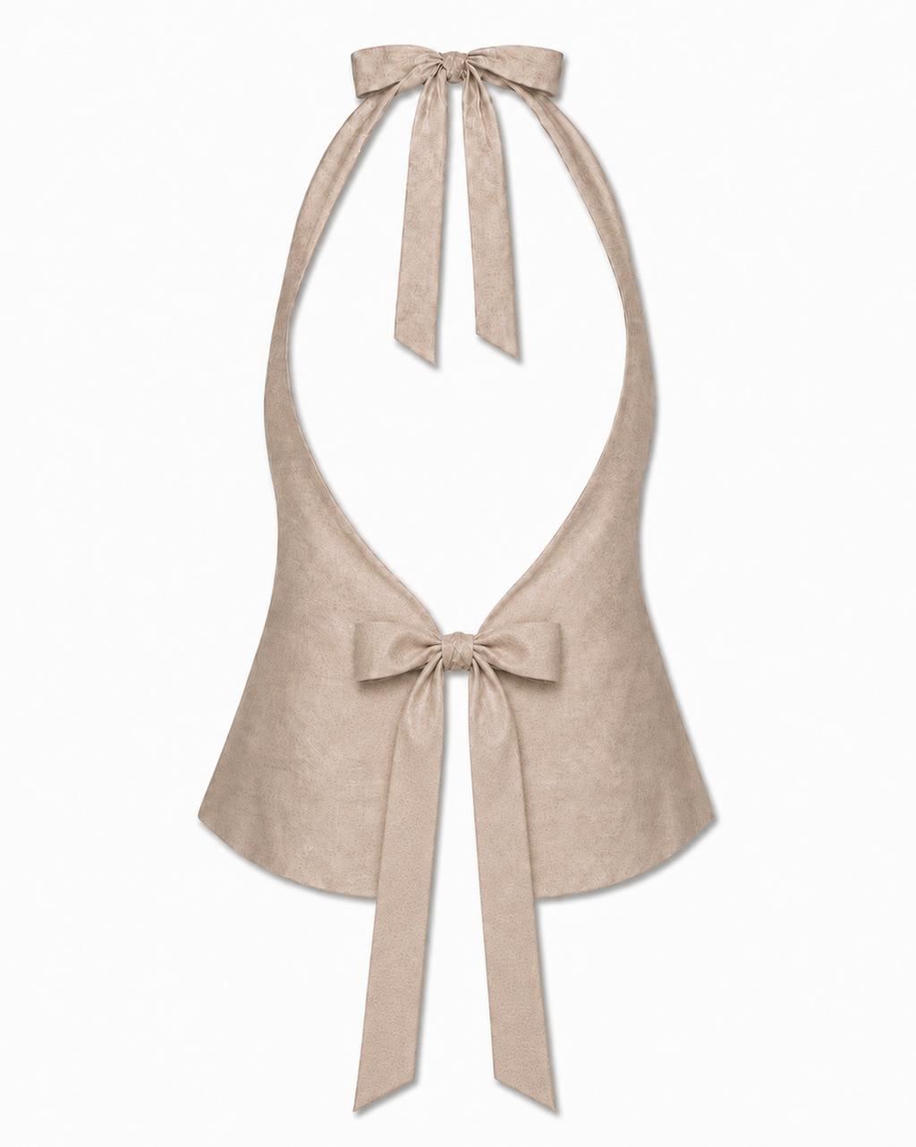 Bellona Silk Shantung Top Champagne Shimmer open back with high edge waist bow