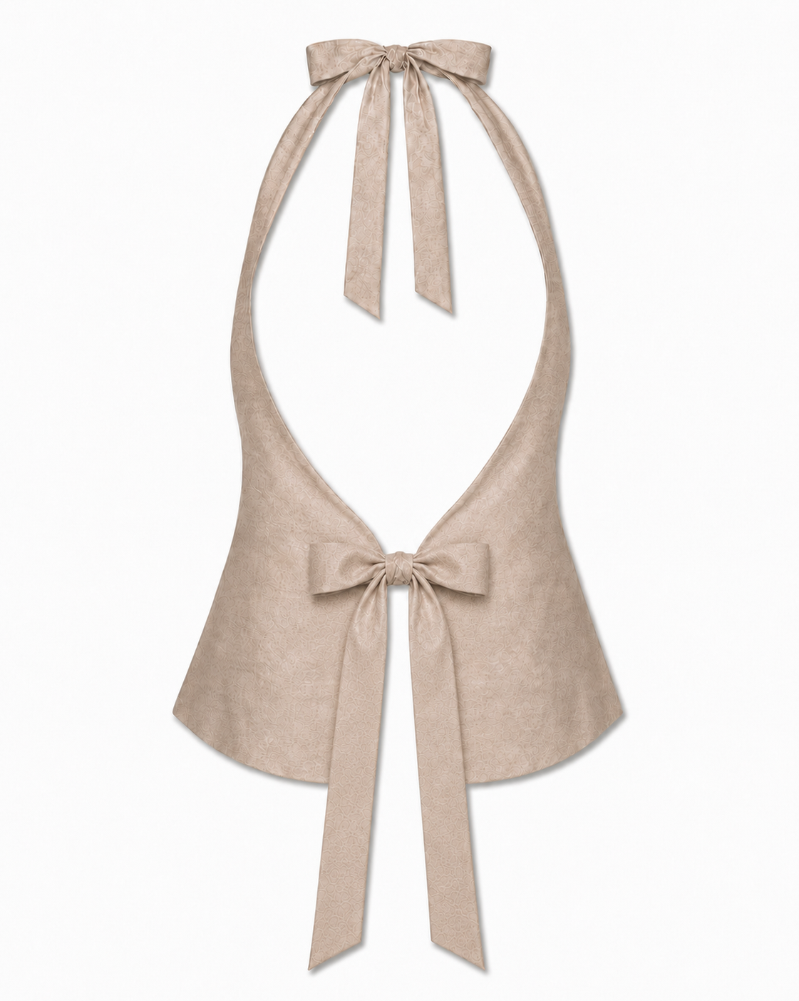 Bellona Silk Shantung Top Champagne Shimmer open back with high edge waist bow