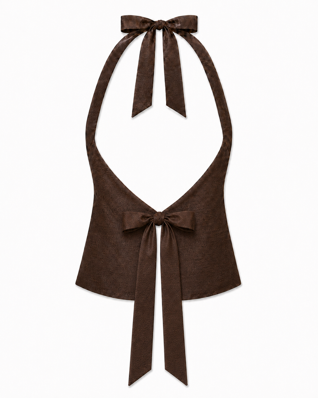 Bellona Silk Shantung Top Chocolate open back with high edge waist bow