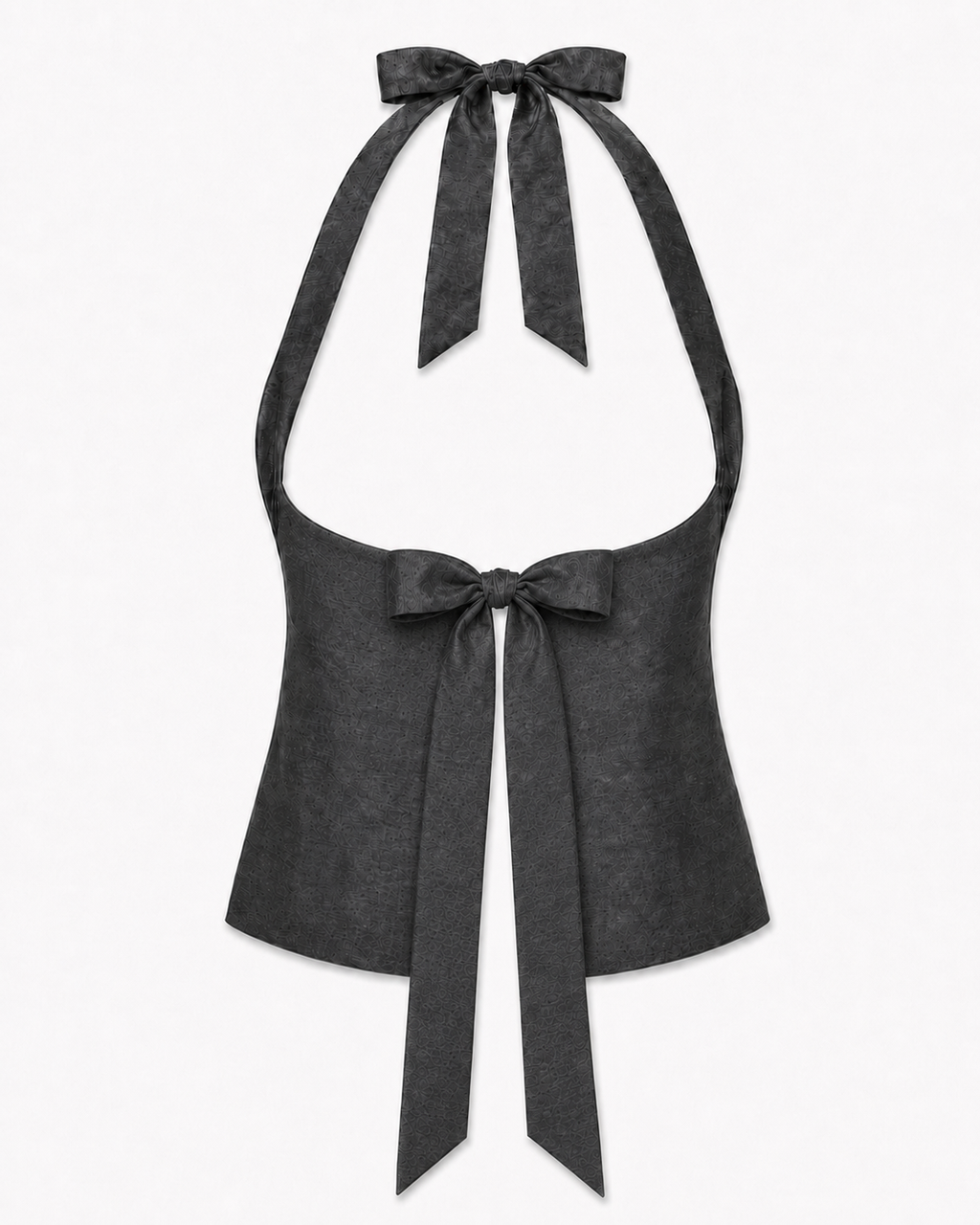 Bellona Silk Shantung Top Dark Grey open back with high edge waist bow