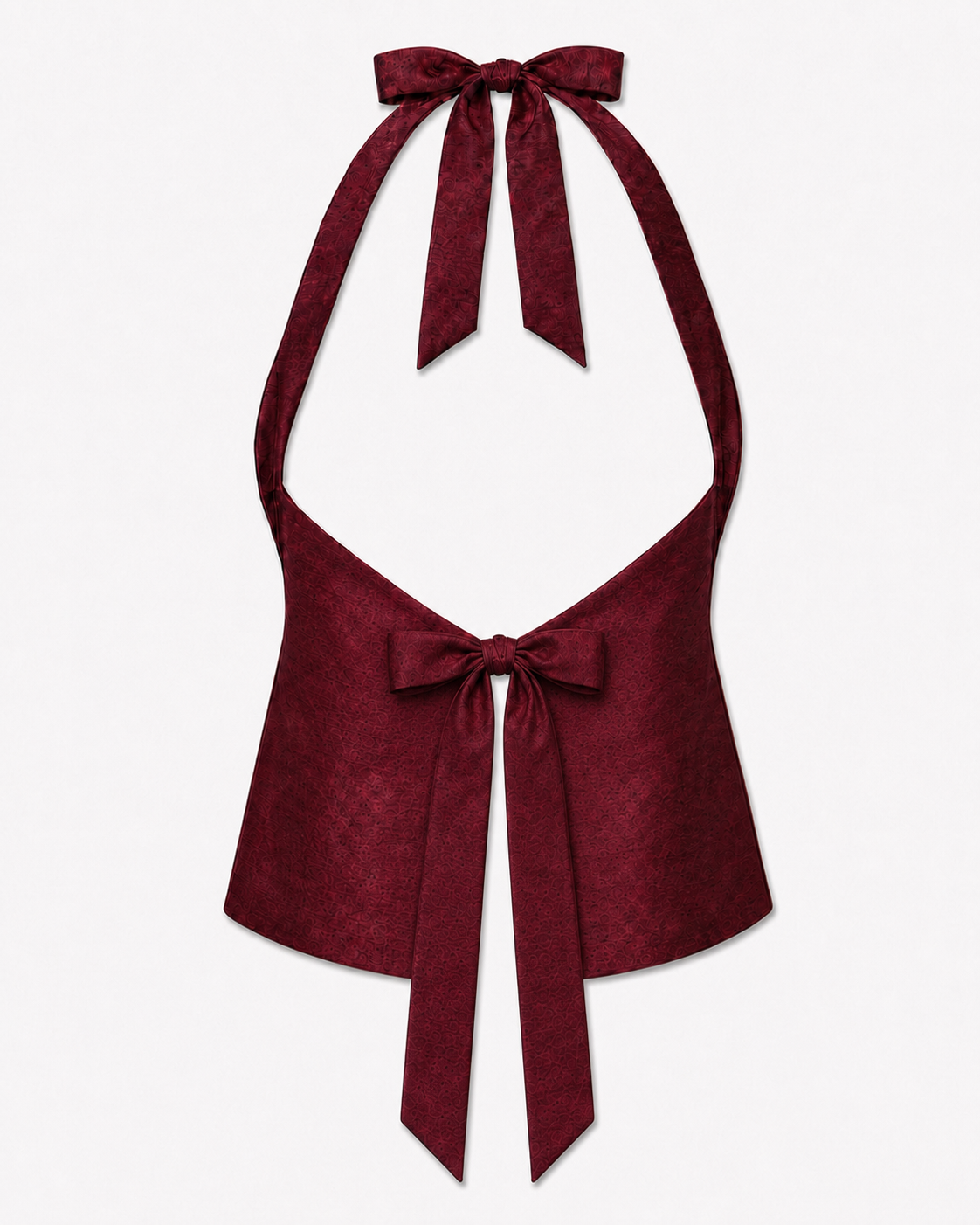 Bellona Silk Shantung Top Ruby Wine open back with high edge waist bow