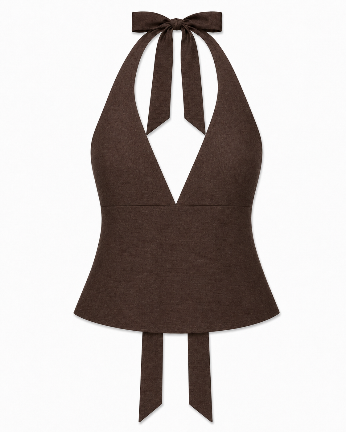 Bellona silk shantung top Chocolate front clean V neckline