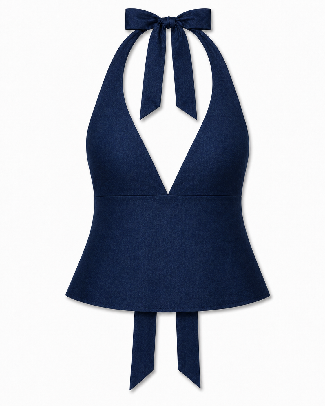 Bellona silk shantung top Midnight Blue front clean V neckline