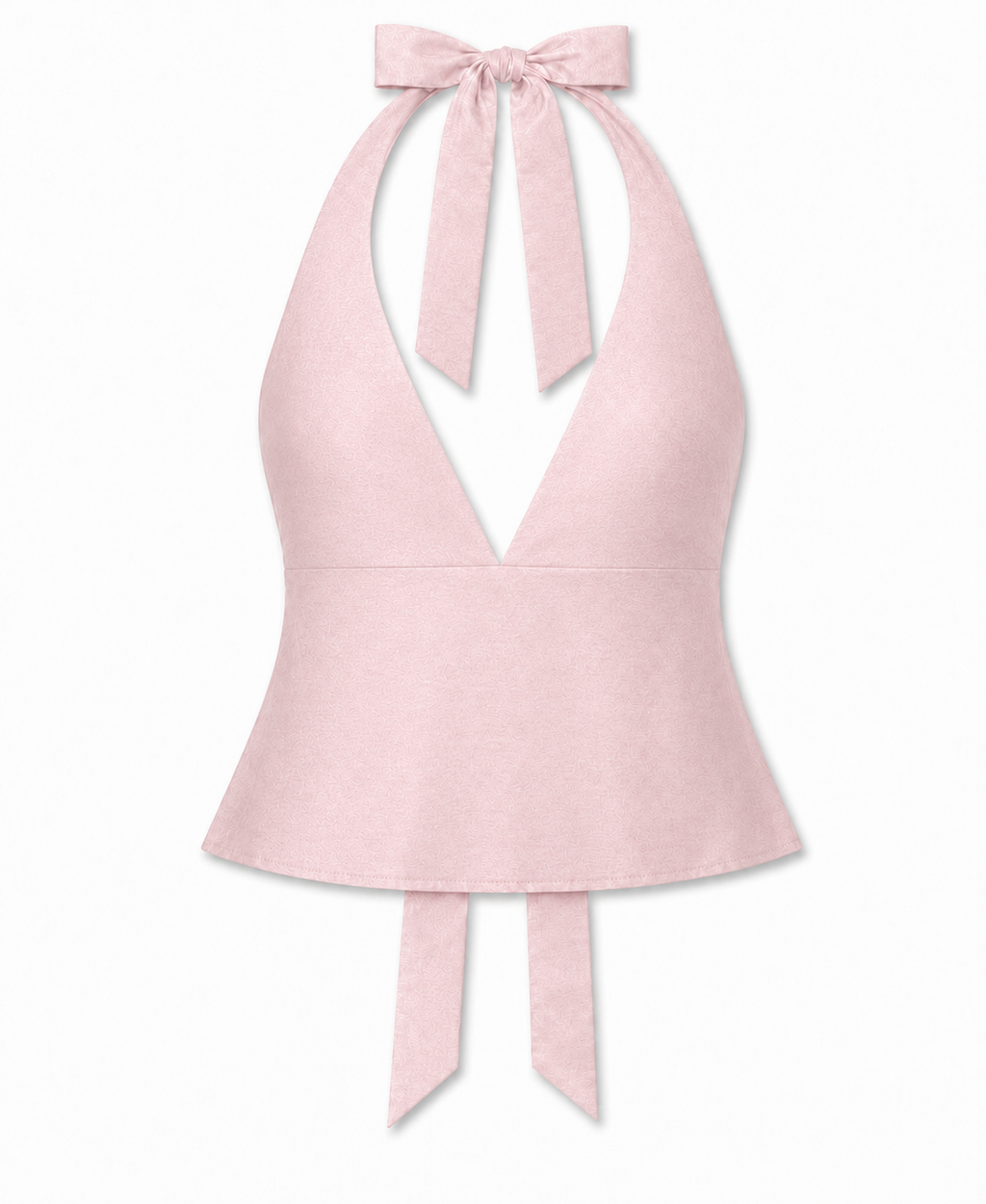 Bellona silk shantung top Pastel Pink front clean V neckline