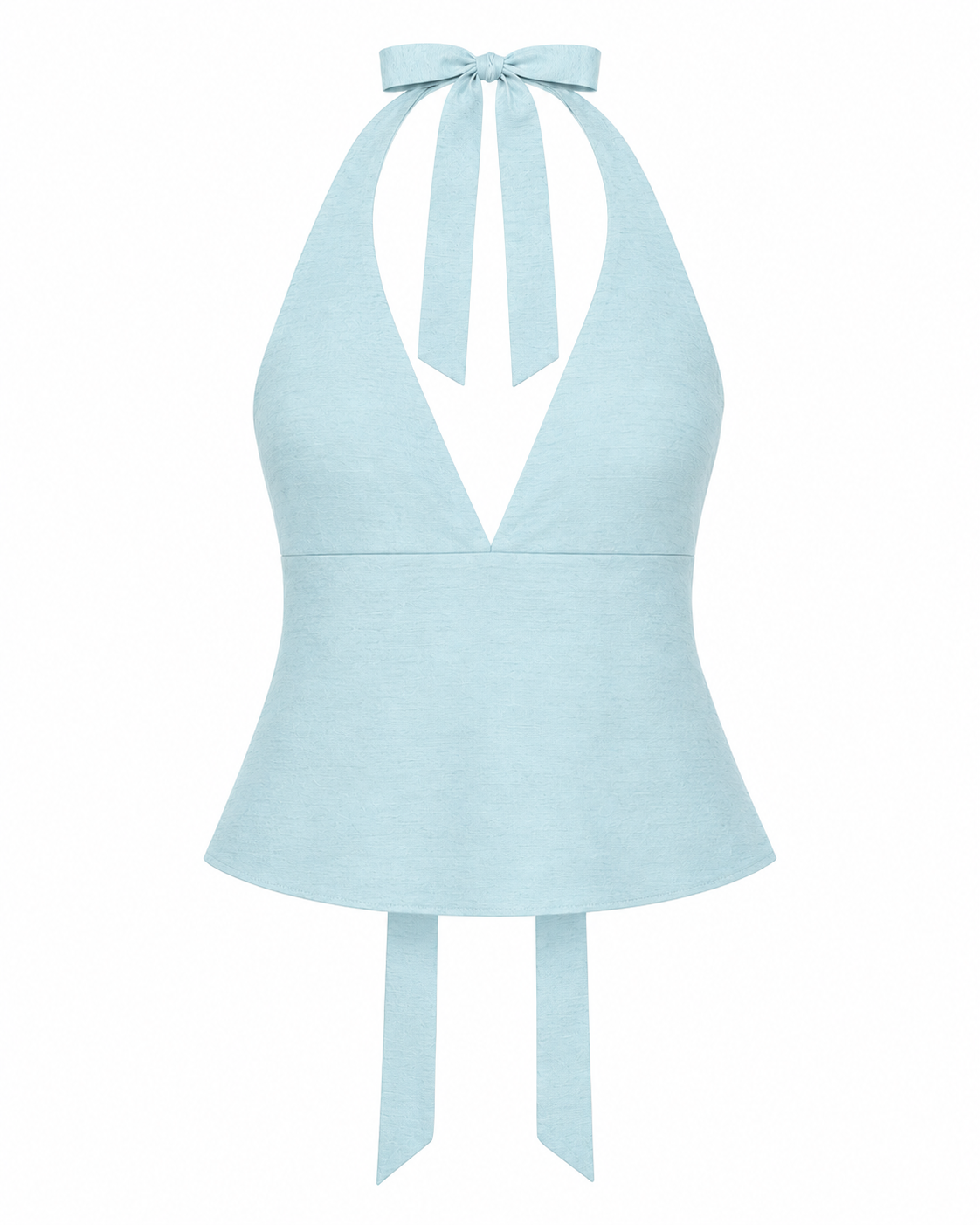 Bellona silk shantung top Powder Blue front clean V neckline